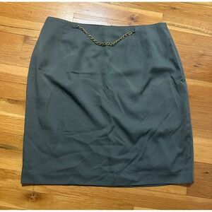 Vintage Plymouth New York Clothes Olive Green Chain Detail Pencil Skirt Size 18